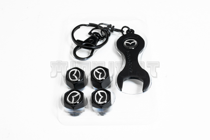 Mazda Valve Stem Caps With Wrench Keychain