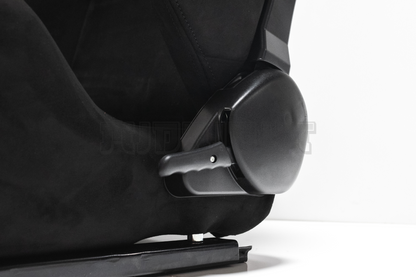 Recaro SR7 Style Black Suede Alcantara Stitch Reclinable Bucket Seat