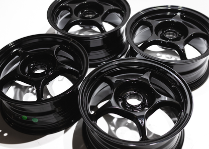 15" Gloss Black 5 Spoke JDM Wheels (4x100) Squared Set