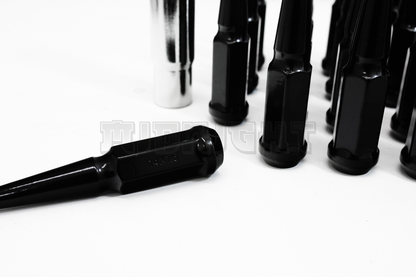 24Pcs Spike BLACK Lug Nuts 14x1.5 4.4" Fit Chevy Silverado 1500 Tahoe CHEVY W/ Key