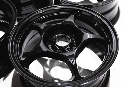 15" Gloss Black 5 Spoke JDM Wheels (4x100) Squared Set