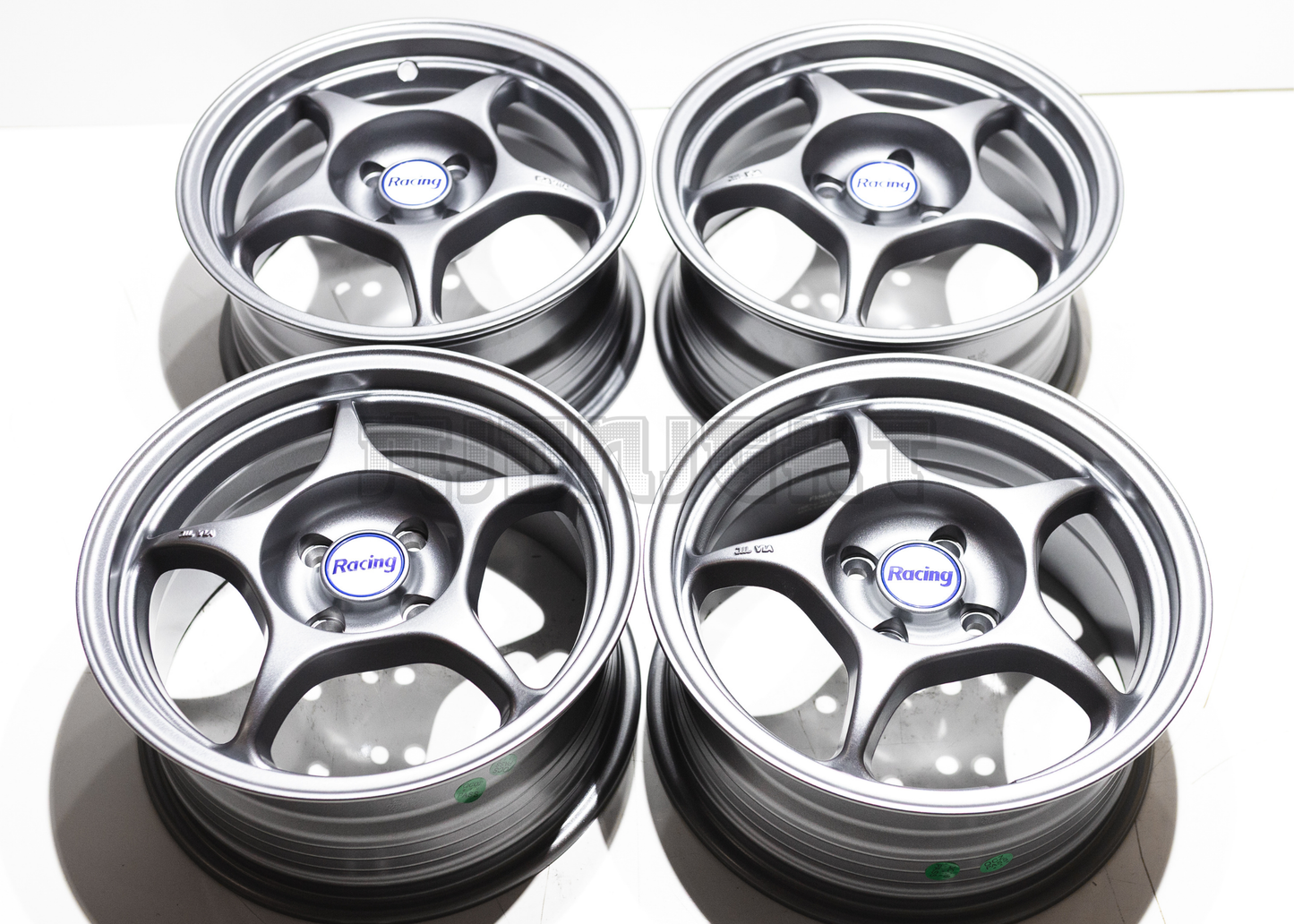 15" Matte Gunmetal 5 Spoke JDM Wheels (4x100) Squared Set