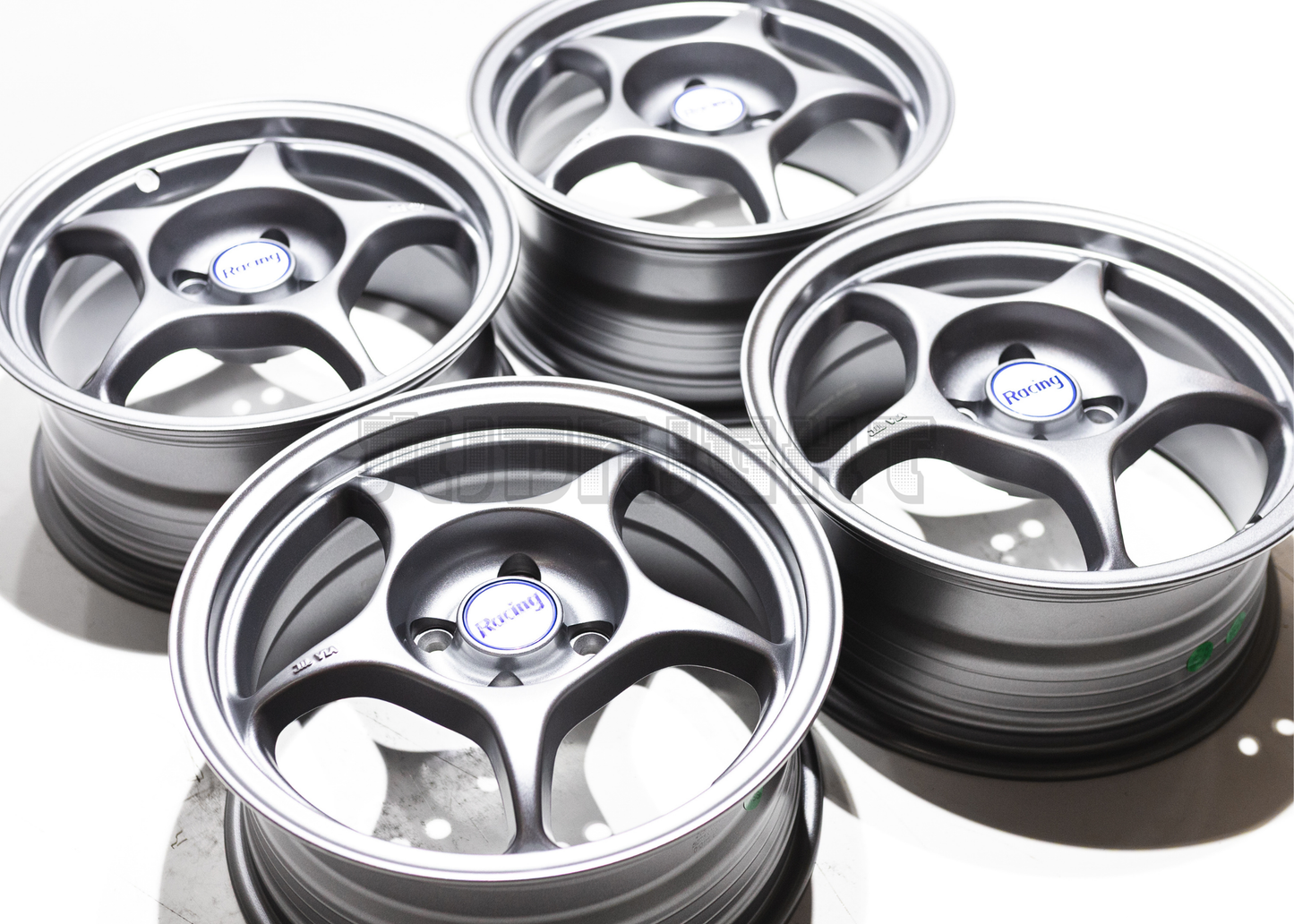 15" Matte Gunmetal 5 Spoke JDM Wheels (4x100) Squared Set