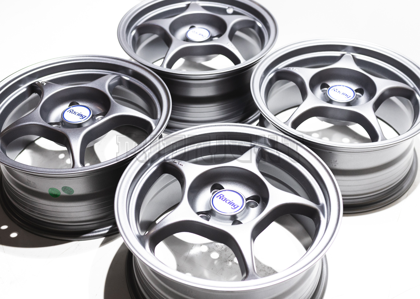 15" Matte Gunmetal 5 Spoke JDM Wheels (4x100) Squared Set