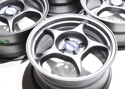15" Matte Gunmetal 5 Spoke JDM Wheels (4x100) Squared Set