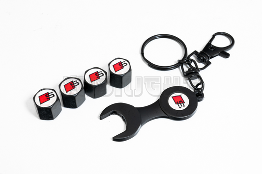 Audi S Line Valve Stem Caps With Wrench Keychain