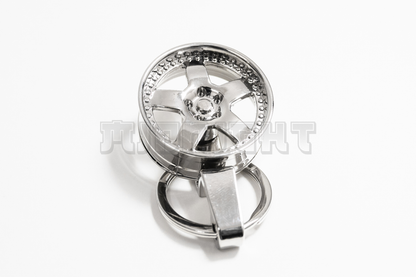 Chrome 3-Piece Wheel Keychain