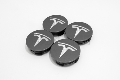 Set Of Four Tesla Gunmetal Gray Center Hub Caps