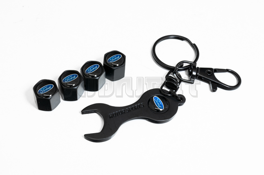 Ford Valve Stem Caps With Wrench Keychain