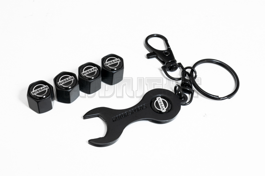 Nissan Valve Stem Caps With Wrench Keychain