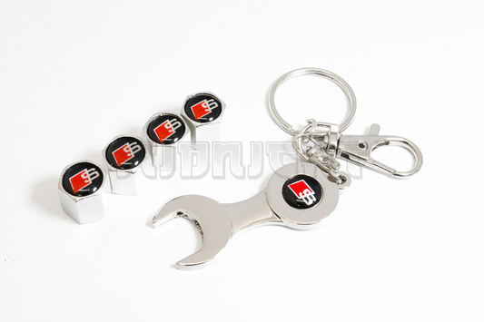 Audi S Line Valve Stem Caps With Wrench Keychain