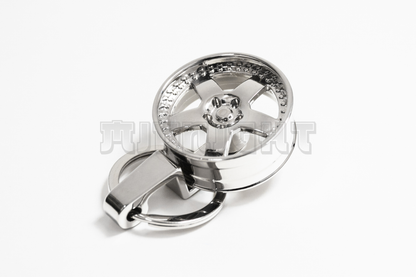 Chrome 3-Piece Wheel Keychain