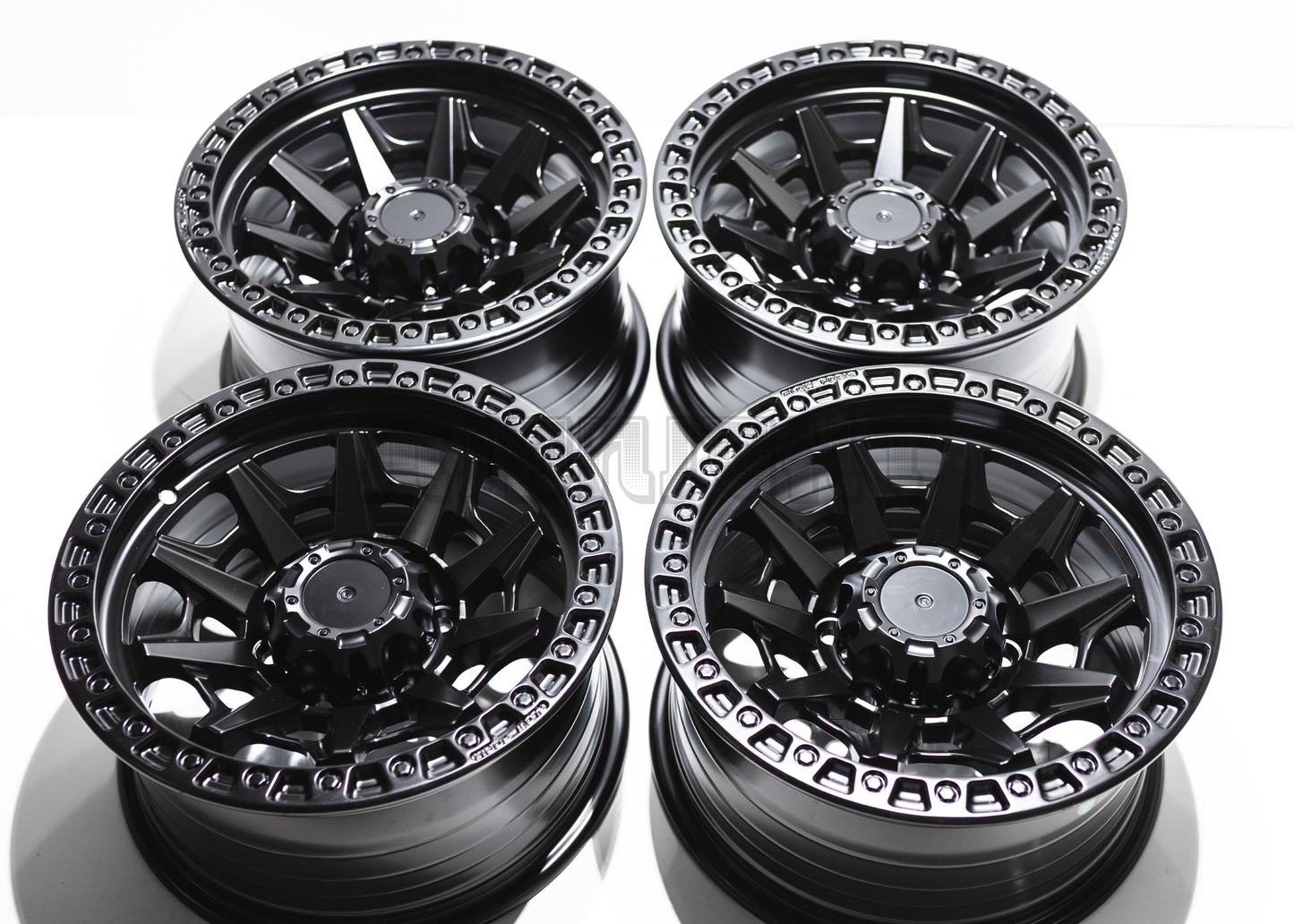 16" Matte Black Rhino Style Wheels (5x139.7) Square Set