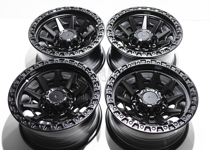 16" Matte Black Rhino Style Wheels (5x139.7) Square Set