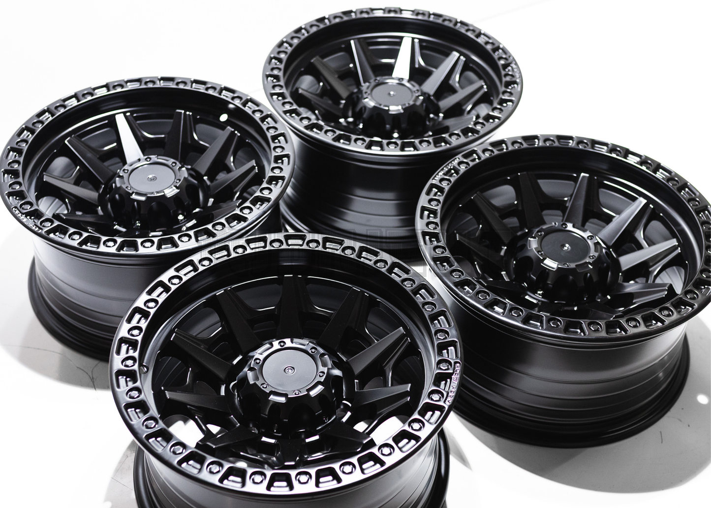 16" Matte Black Rhino Style Wheels (5x139.7) Square Set