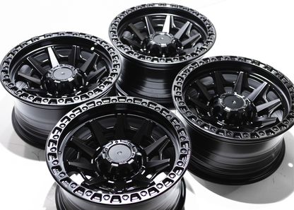 16" Matte Black Rhino Style Wheels (5x139.7) Square Set