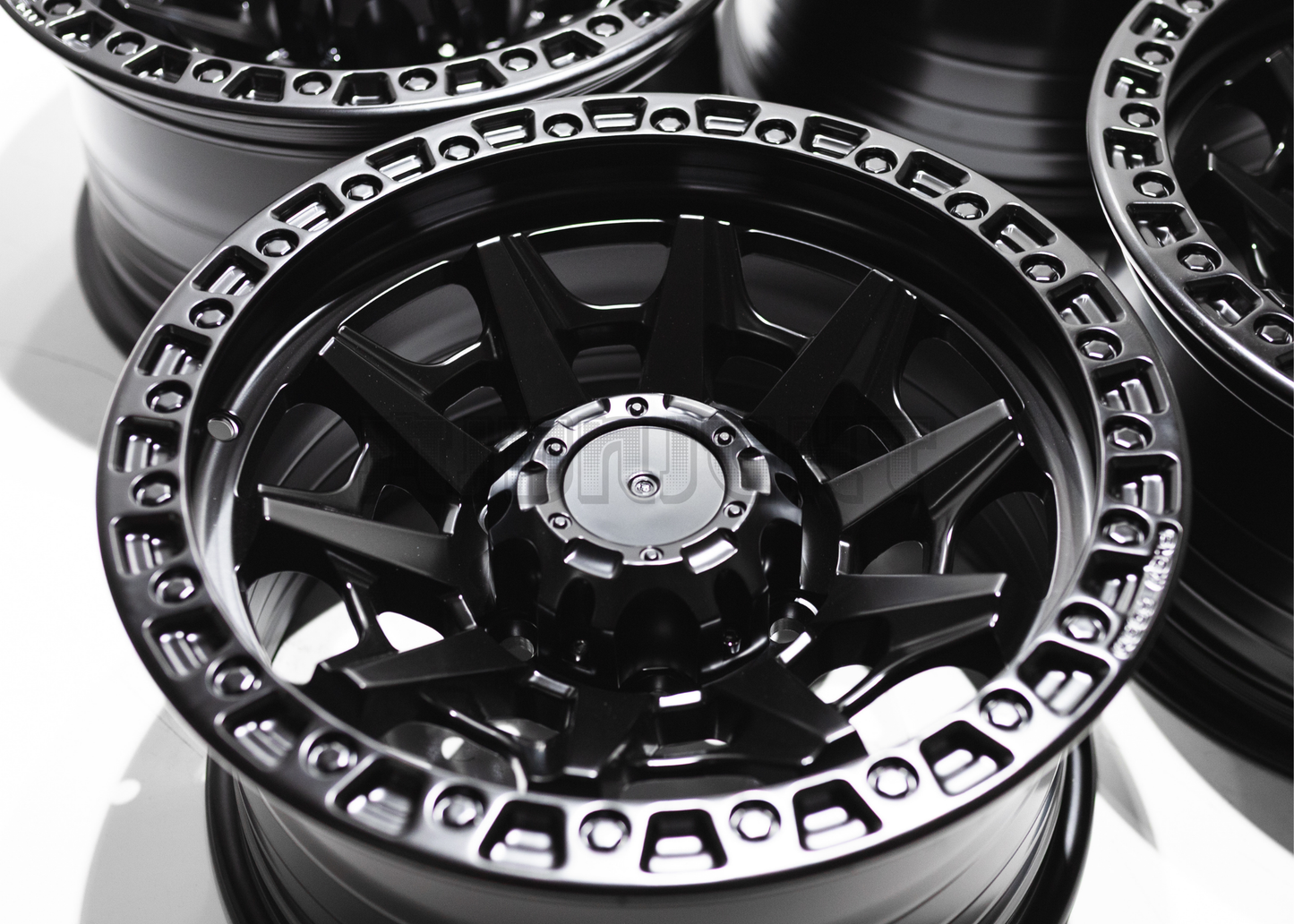 16" Matte Black Rhino Style Wheels (5x139.7) Square Set