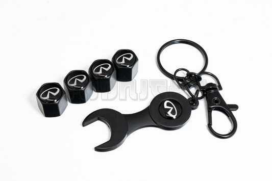 Infiniti Valve Stem Caps With Wrench Keychain