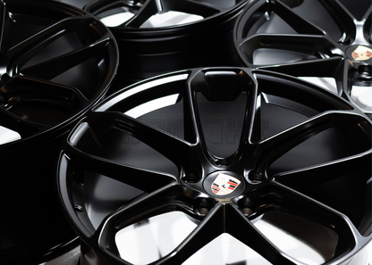 22" Matte Black Machined Wheels For Porsche (5x130) Staggered Set 22x9.5/11.5