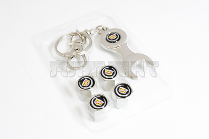 Cadillac Valve Stem Caps With Wrench Keychain