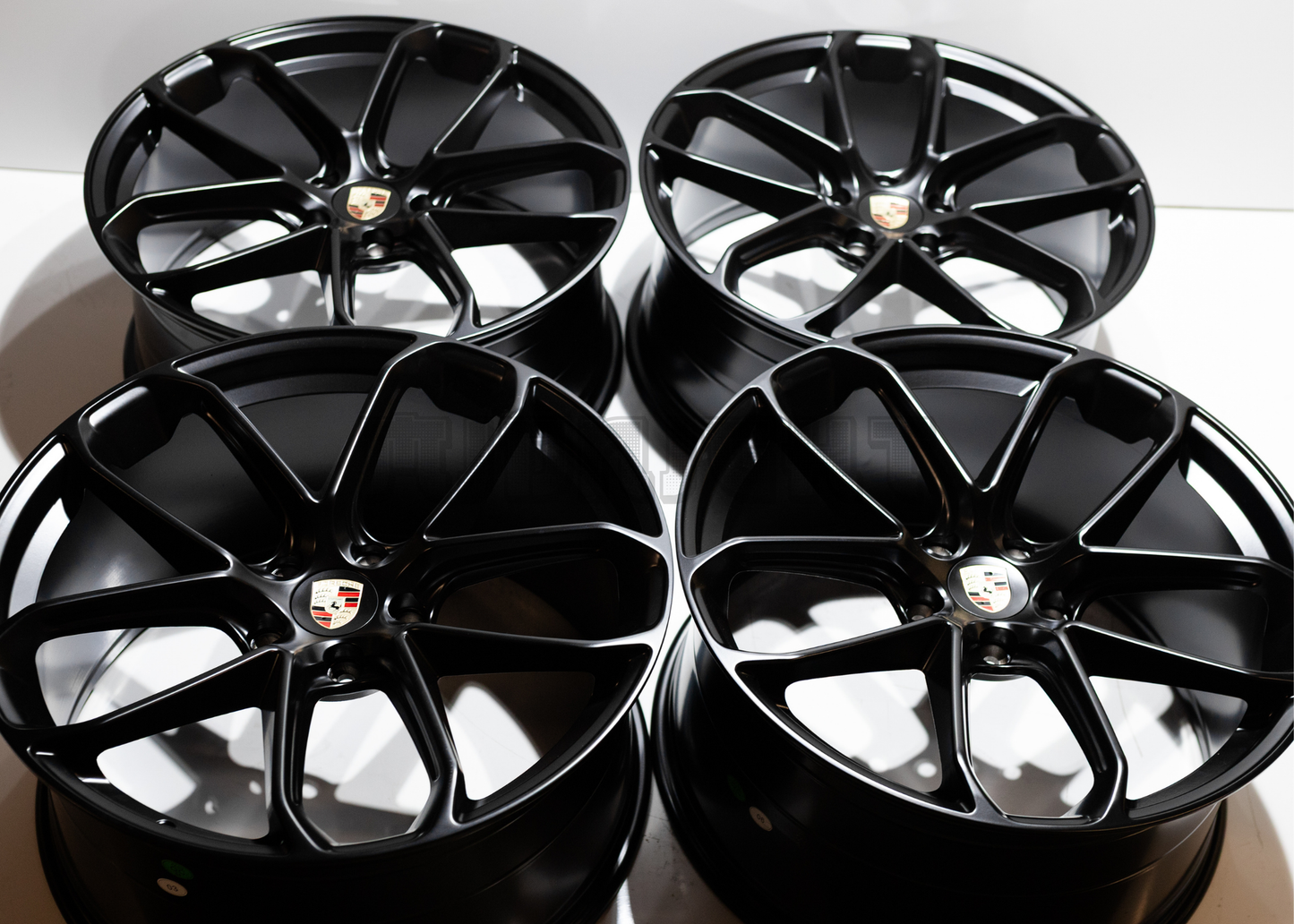 22" Matte Black Machined Wheels For Porsche (5x130) Staggered Set 22x9.5/11.5