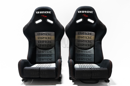 Bride Stradia II Style Black Fabric Gradation Reclinable Bucket Seat Carbon Fiber Back