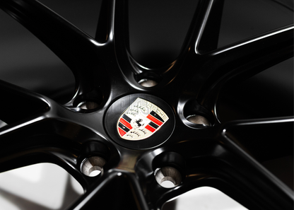22" Matte Black Machined Wheels For Porsche (5x130) Staggered Set 22x9.5/11.5