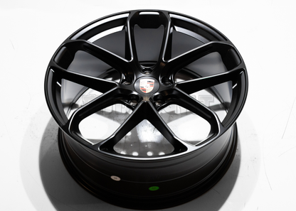 22" Matte Black Machined Wheels For Porsche (5x130) Staggered Set 22x9.5/11.5