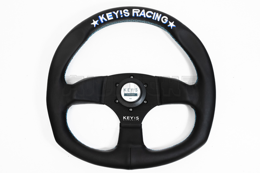 KEY'S RACING D-Shape Semi-Deep Style 340mm Leather Steering Wheel