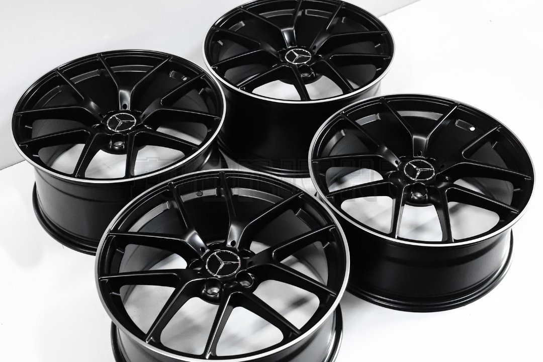 19" Satin Black Machined Wheels For Mercedes Staggered Set 19x8.0/9.0