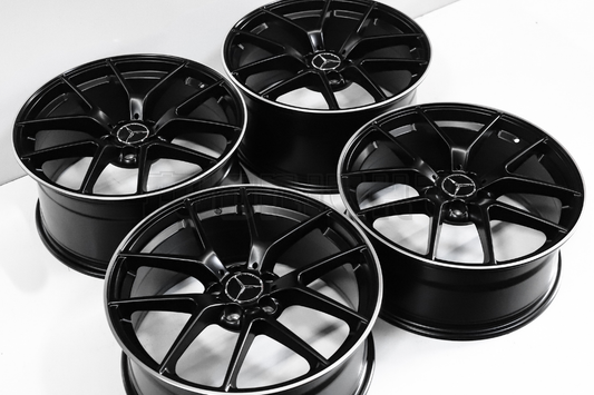 19" Satin Black Machined Wheels For Mercedes Staggered Set 19x8.0/9.0