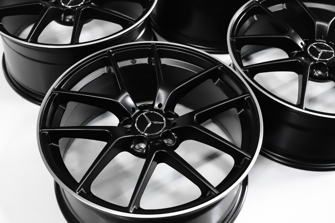 19" Satin Black Machined Wheels For Mercedes Staggered Set 19x8.0/9.0
