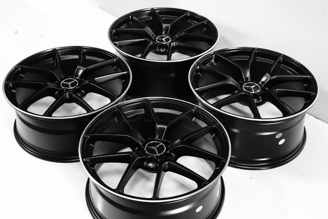 19" Satin Black Machined Wheels For Mercedes Staggered Set 19x8.0/9.0
