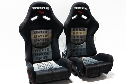 Bride Stradia II Style Black Fabric Gradation Reclinable Bucket Seat Carbon Fiber Back