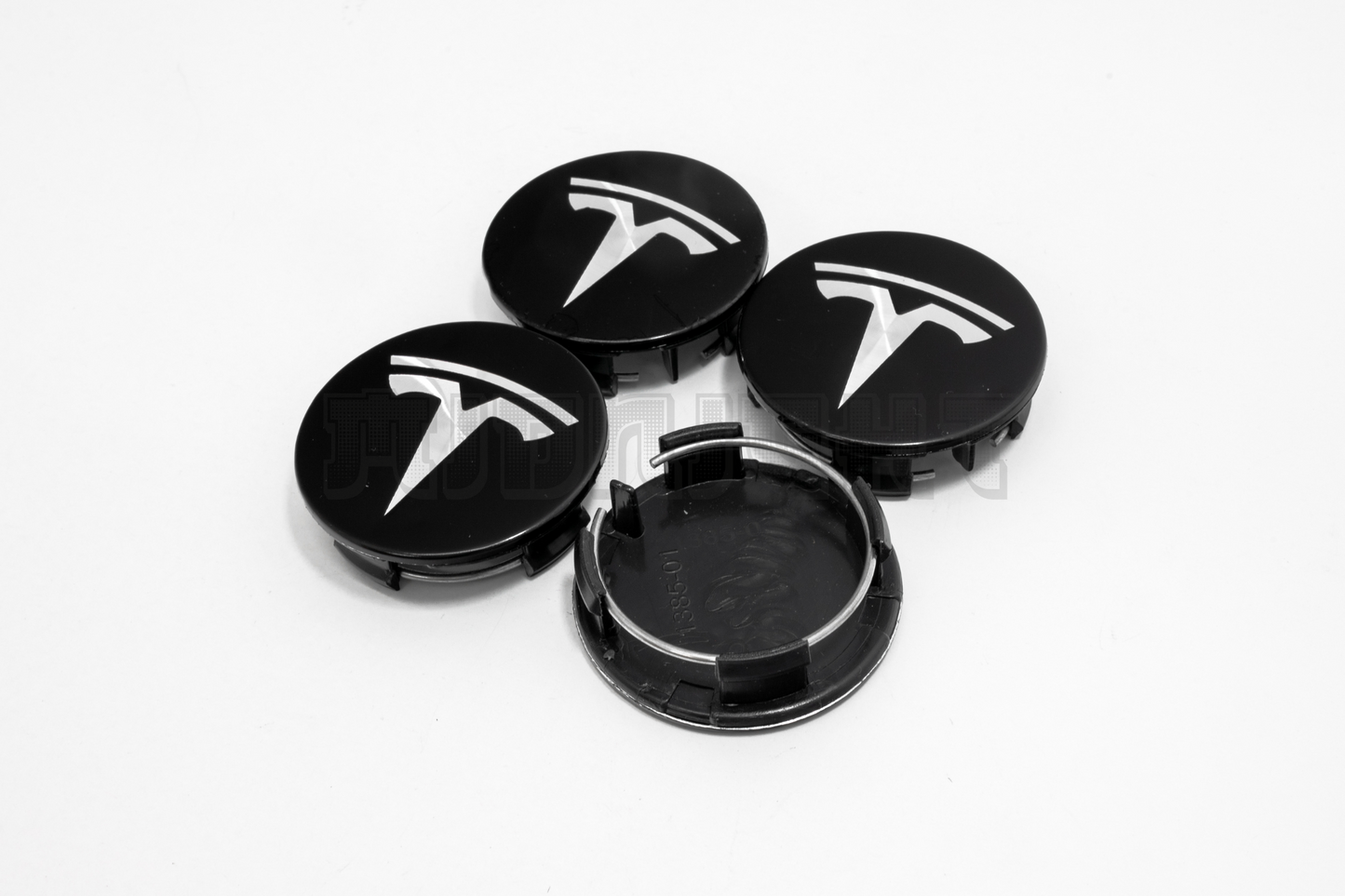 Set Of Four Tesla Black & Silver Center Hub Caps