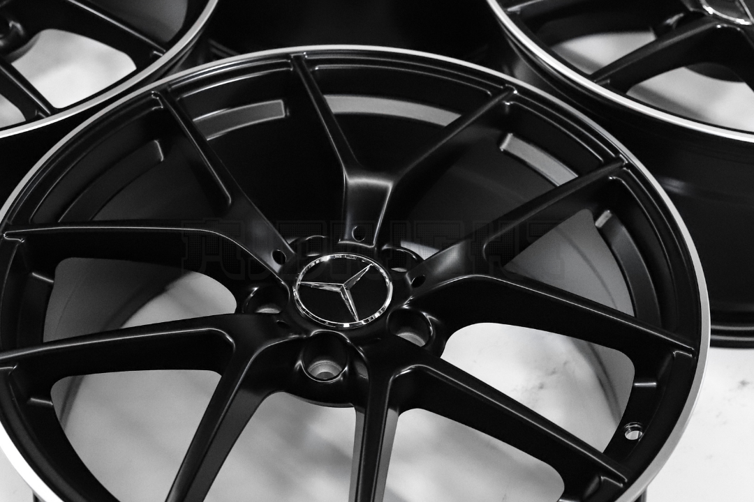 19" Satin Black Machined Wheels For Mercedes Staggered Set 19x8.0/9.0