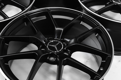 19" Satin Black Machined Wheels For Mercedes Staggered Set 19x8.0/9.0