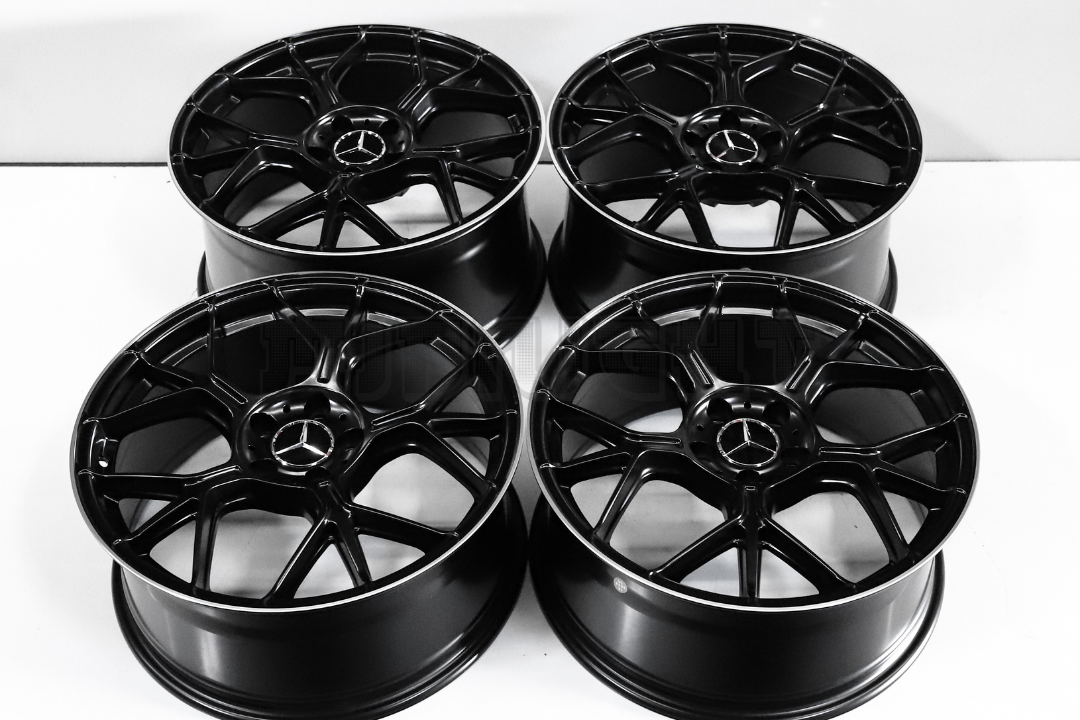 19" Satin Black Machined Wheels For Mercedes Staggered Set 19x8.5/9.5