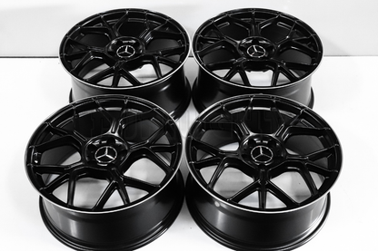 19" Satin Black Machined Wheels For Mercedes Staggered Set 19x8.5/9.5