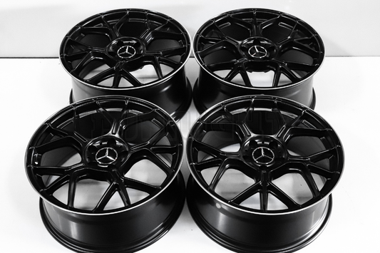 19" Satin Black Machined Wheels For Mercedes Staggered Set 19x8.5/9.5
