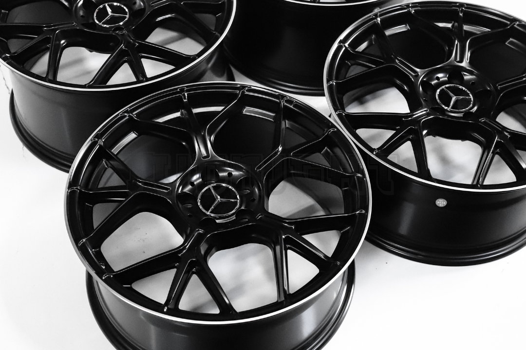 19" Satin Black Machined Wheels For Mercedes Staggered Set 19x8.5/9.5