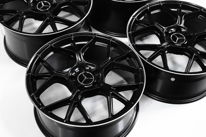 19" Satin Black Machined Wheels For Mercedes Staggered Set 19x8.5/9.5