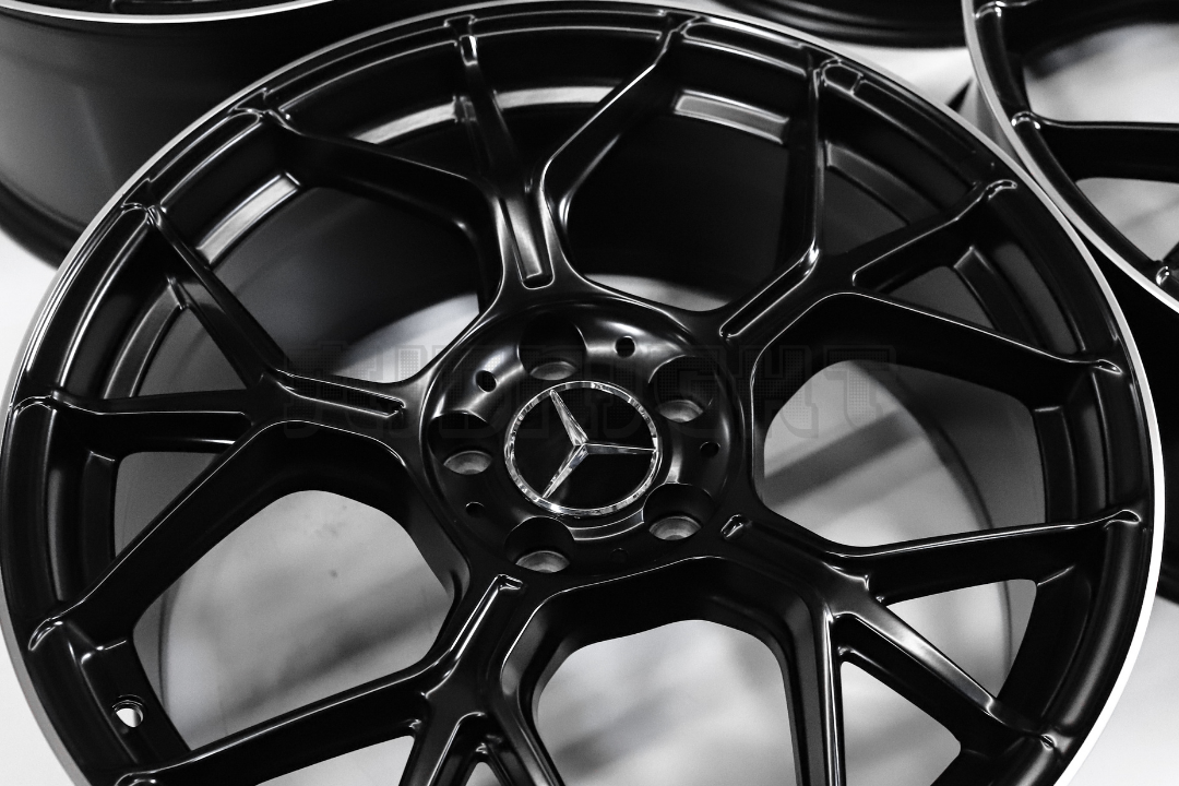 19" Satin Black Machined Wheels For Mercedes Staggered Set 19x8.5/9.5