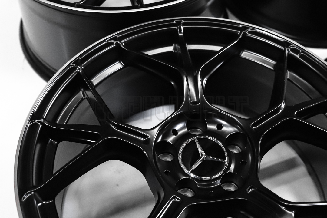 19" Satin Black Machined Wheels For Mercedes Staggered Set 19x8.5/9.5