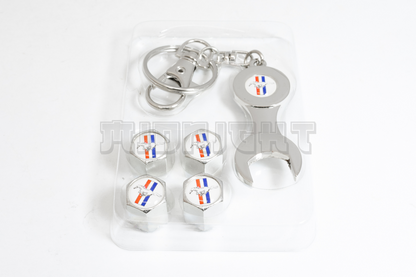 Ford Mustang Valve Stem Caps With Wrench Keychain