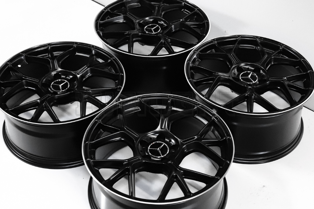 19" Satin Black Machined Wheels For Mercedes Staggered Set 19x8.5/9.5