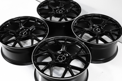 19" Satin Black Machined Wheels For Mercedes Staggered Set 19x8.5/9.5