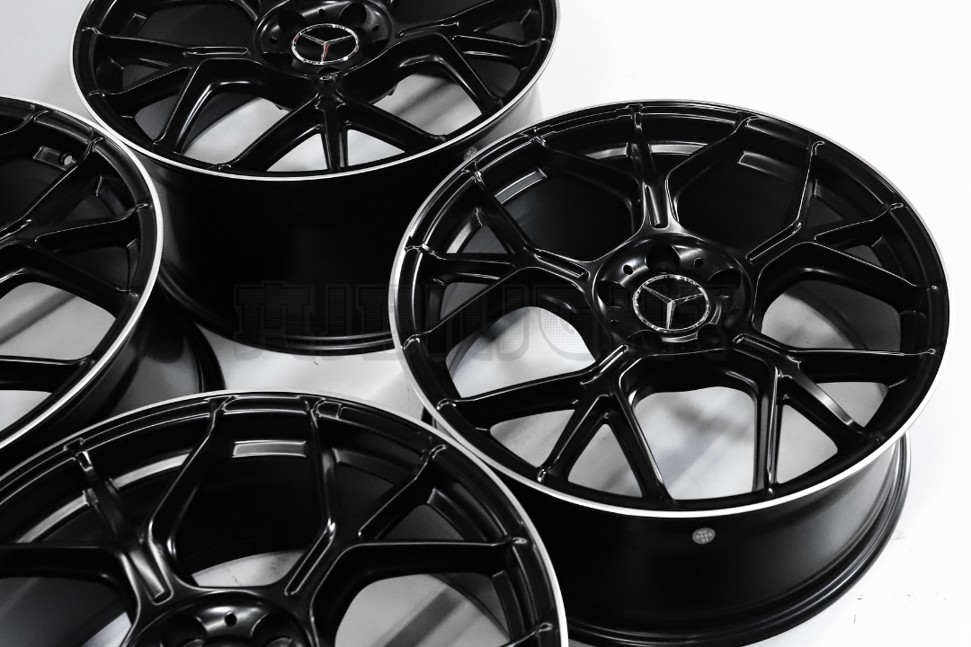 19" Satin Black Machined Wheels For Mercedes Staggered Set 19x8.5/9.5
