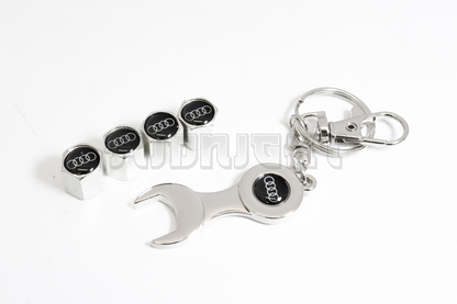 Audi Valve Stem Caps With Wrench Keychain