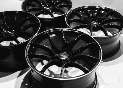 19" Gloss Black Rays G025 Style Wheels (5x112) Staggered Set 19x8.5/9.5